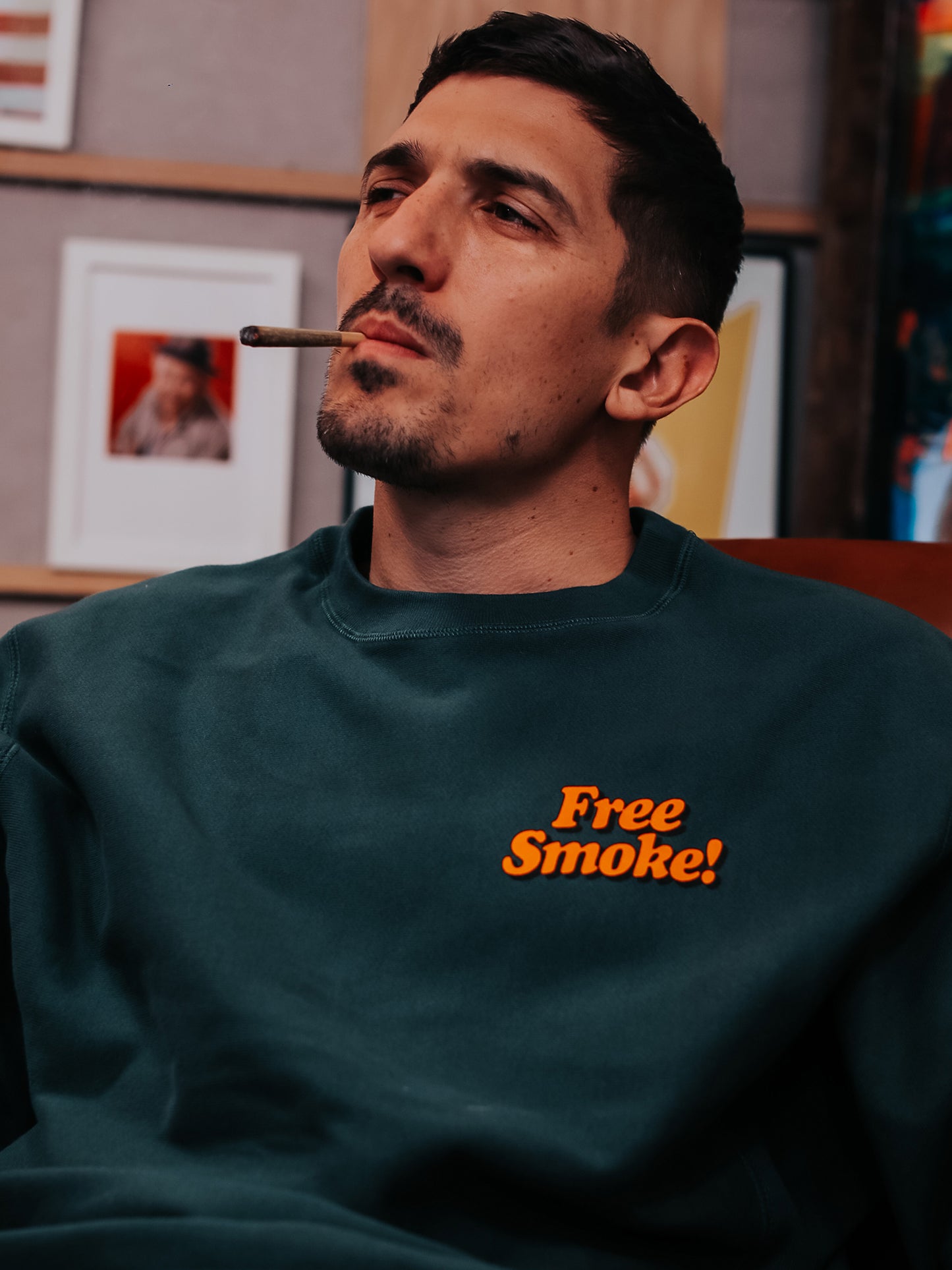 Free Smoke Green Crewneck