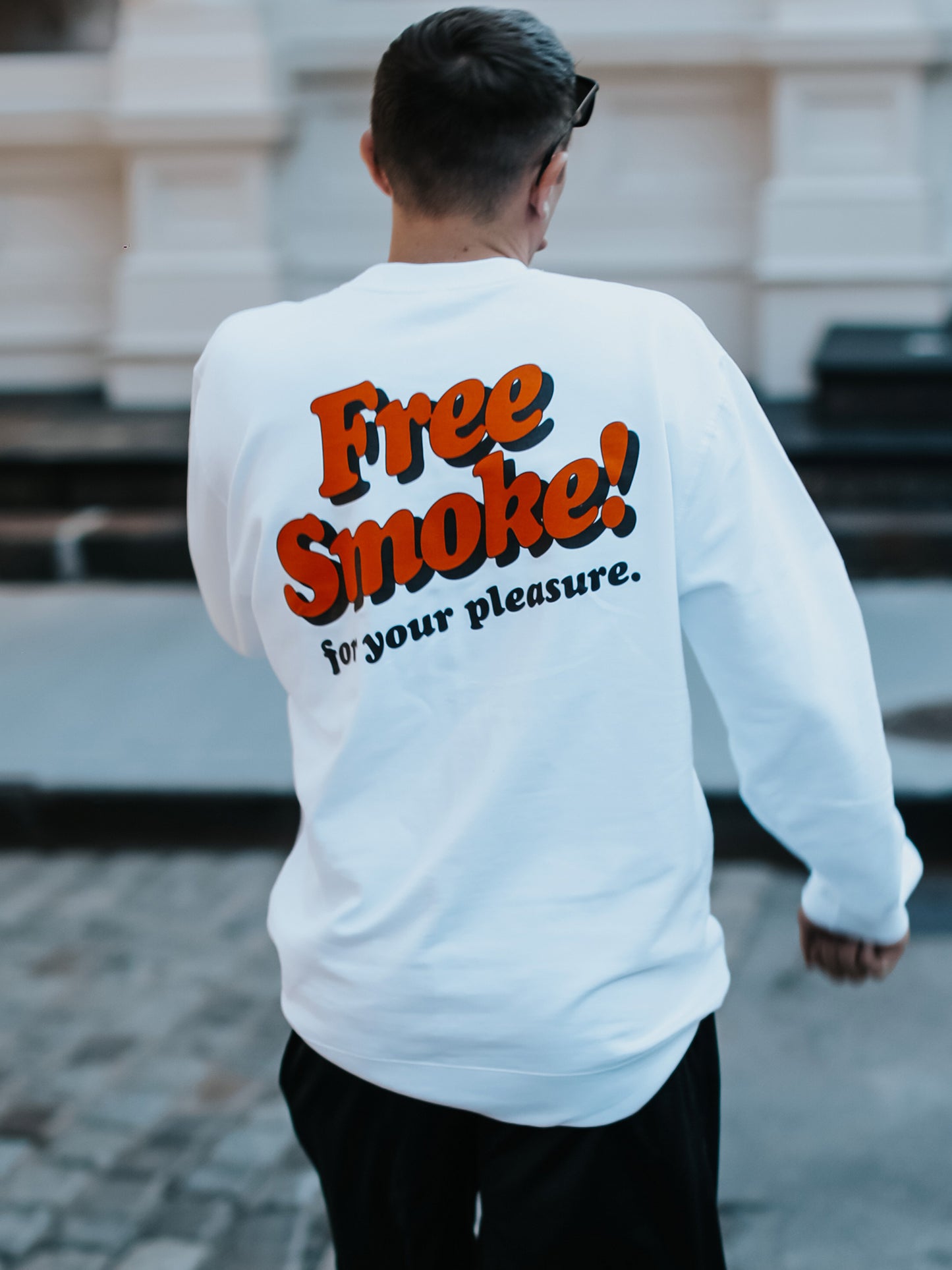 Free Smoke White Crewneck